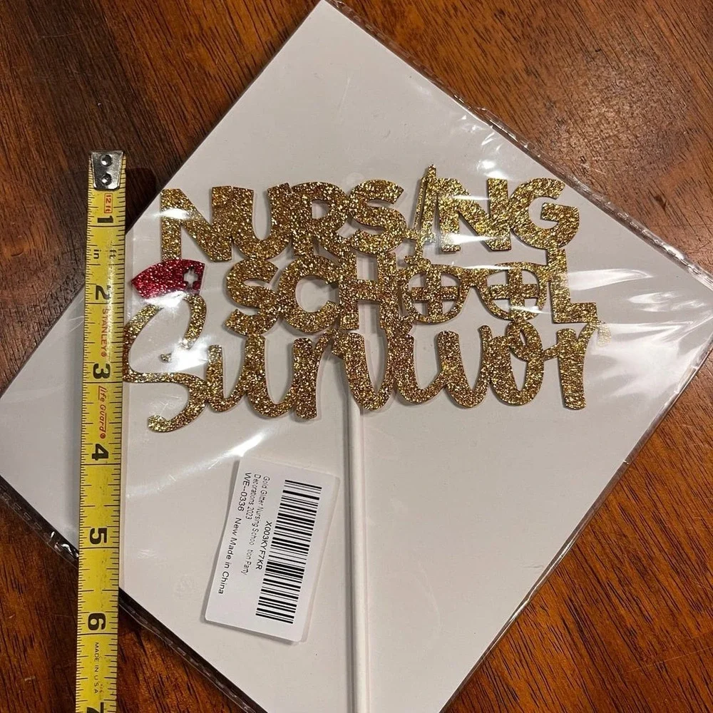 Unbranded Cake Topper Nursing Student Gold New Nursing School Survivor Glitter